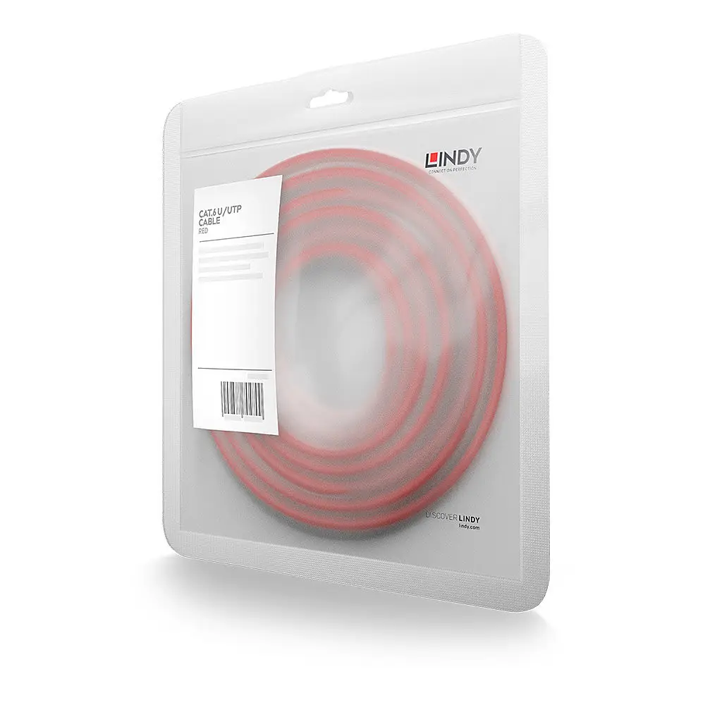 Lindy 3m Cat.6 U/UTP Network Cable, Red